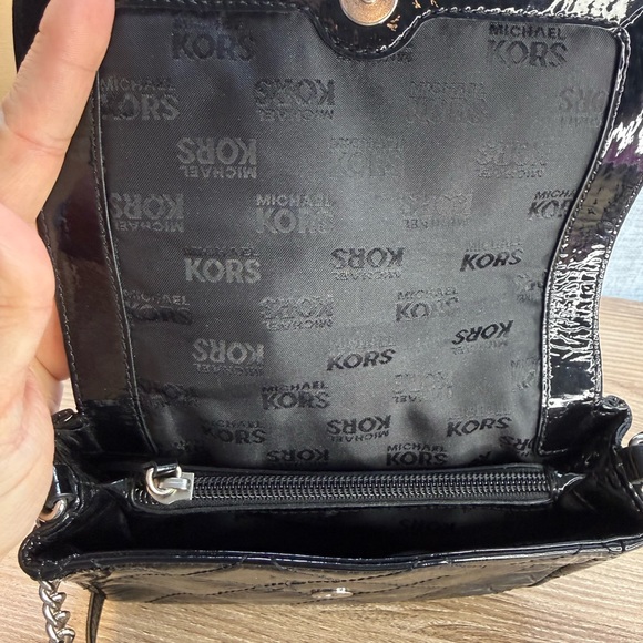 Michael Kors Black Quilted Patent Crossbody with Chain Strap - Picture 10 of 11
